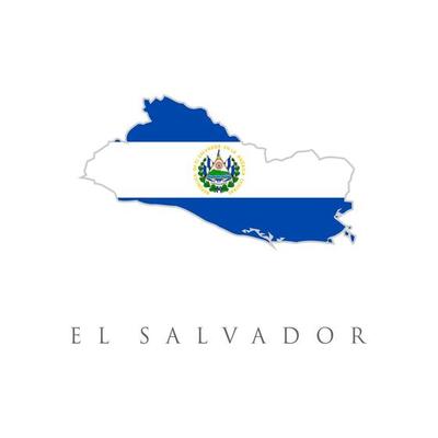 Flag of the Republic of El Salvador. El Salvador flag map. The flag of the country in the form of borders. Stock vector illustration isolated on white background.