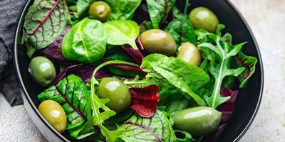 salad olive fresh green olives healthy meal food diet snack photo