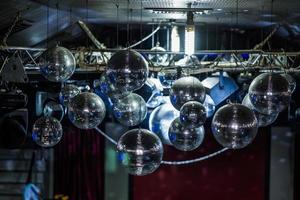 Light mirror devices balls. Site lighting equipment. photo