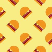 Burger seamless pattern. Fast food pattern. Flat design Vector Illustration