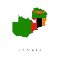 mapa de zambia e ilustración de la bandera de zambia. mapa de la bandera de zambia. la bandera del país en forma de fronteras. ilustración vectorial de stock aislada sobre fondo blanco. vector