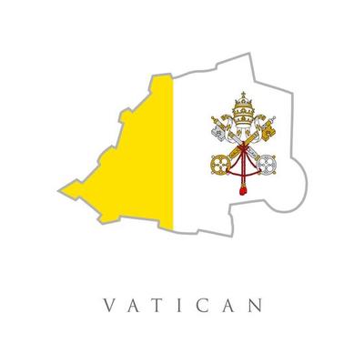 Flag map of Vatican City.Vatican City Flag Map. Map of the Vatican City State with national flag isolated on a white background. Vector Illustration.