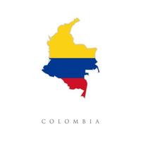mapa con colores bandera colombiana ilustración vectorial. alférez del estado colombiano. tricolor horizontal de amarillo, azul y rojo. república en américa del sur. ilustración aislada sobre fondo blanco. vector