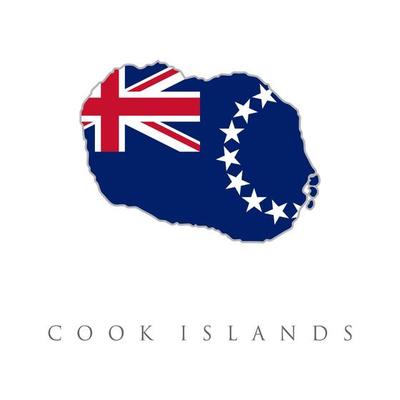 Cook Islands Map Flag Vector. Vector illustration with Cook Islands national flag with shape of this map. Volume shadow on the map