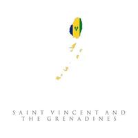 Saint Vincent and the Grenadines flag map. The flag of the country in the form of borders. Stock vector illustration isolated on white background.