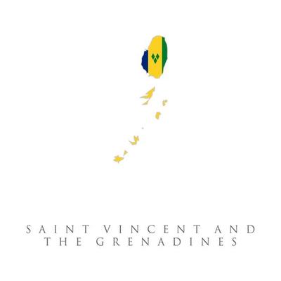 Saint Vincent and the Grenadines flag map. The flag of the country in the form of borders. Stock vector illustration isolated on white background.