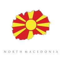 vector de bandera de mapa de macedonia del norte. icono de ilustración simplificada aislada vectorial del mapa de macedonia del norte. bandera macedonia nacional rojo, amarillo colores fondo blanco. macedonia del norte con bandera nacional.