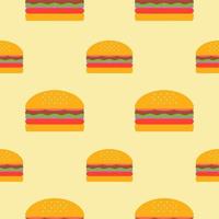 patrón sin costuras de hamburguesa. Ilustración de vector de diseño plano de hamburguesa