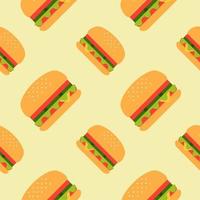 Hamburger seamless pattern. Burger flat design vector illustration