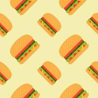 Hamburger seamless pattern. Burger flat design vector illustration