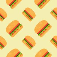 patrón sin costuras de hamburguesa. Ilustración de vector de diseño plano de hamburguesa