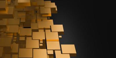 golden cube background Abstract gold geometric reflection glitter photo