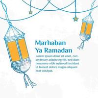 Ramadan Kareem Illustration With Lantern Concept. Hand Drawn Sketch Style vector