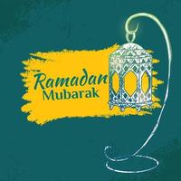Ramadan Kareem Illustration With Lantern Concept. Hand Drawn Sketch Style vector