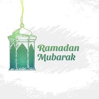 Ramadan Kareem Illustration With Lantern Concept. Hand Drawn Sketch Style vector