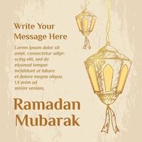 Ramadan Kareem Illustration With Lantern Concept. Hand Drawn Sketch Style vector