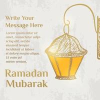 Ramadan Kareem Illustration With Lantern Concept. Hand Drawn Sketch Style vector