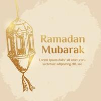 Ramadan Kareem Illustration With Lantern Concept. Hand Drawn Sketch Style vector