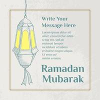 Ramadan Mubarak Illustration With Lantern Concept. Hand Drawn Sketch Style vector