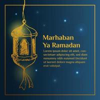 Ramadan Kareem Illustration With Lantern Concept. Hand Drawn Sketch Style vector