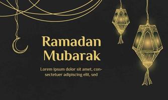 Ramadan Mubarak Illustration With Lantern Concept. Hand Drawn Sketch Style vector