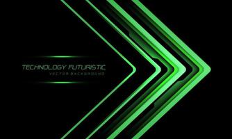 Abstract green neon arrow cyber technology direction on black design modern futuristic background vector