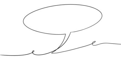 Continuous one line drawing of speech bubble. Doodle set element. Vector illustration.