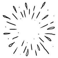 Starburst, sunburst  hand drawn. Design Element Fireworks Black Rays. Comic explosion effect. Radiating, radial lines. vector