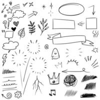 Hand drawn set doodle elements for concept design isolated on white background. vector illustration.