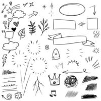 Hand drawn set doodle elements for concept design isolated on white background. vector illustration.