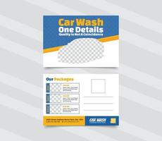 Car wash postcard template vector