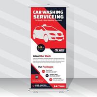 Template for car wash and detailing service roll-up banner vector