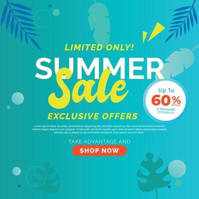 Summer sales social media post banner design templates