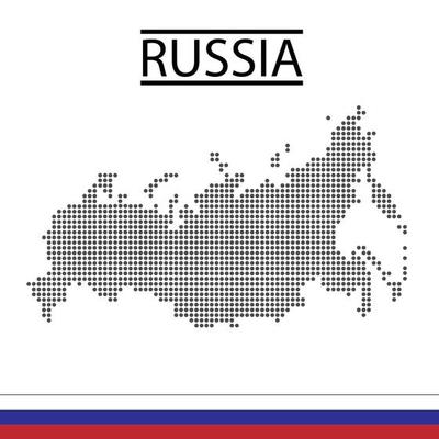 Russia Map Dotted and Flag in Flat Vector free Editable