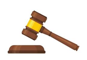 Wooden brown judge gavel Flat style vector