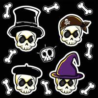 Skull and crossbones icon set sticker vector