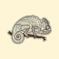 Vector illustration of a chameleon with ornament on the body