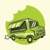 Green food truck vector logo illustration