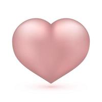 Realistic soft pink heart isolated on white. Valentine s day greeting card background. 3D icon. Romantic vector illustration. Easy to edit design template.