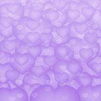 Ultra violet 3d background with hearts in clouds sky. Valentine s day greeting card backdrop. Romantic vector illustration. Easy to edit design template.