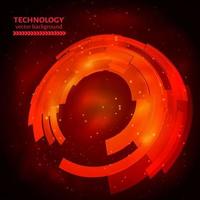 Red technology abstract circle background. UFO cosmic vector illustration. Easy to edit design template for your projects.