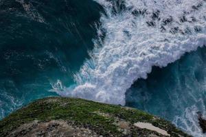 Astonishing views of ocean waves and rocky shores are astonishing. photo