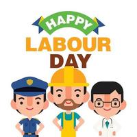 Happy labour day with a group of people in different occupations character vector