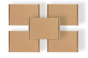 Top view of carton isolated on a white background with clipping path. Brown cardboard delivery box. photo