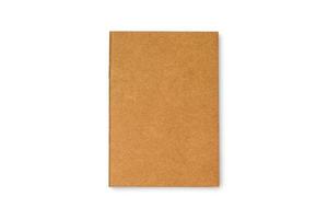 Top view of brown notebook. Blank book isolated on white background with clipping path. photo