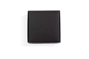 Top view of carton isolated on a white background with clipping path. Black cardboard delivery box. photo