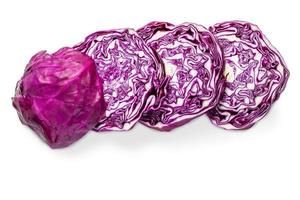 Red Cabbage sliced isolated on white background with clipping path. photo