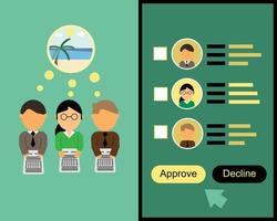 online leave request VS leave form in paper vector