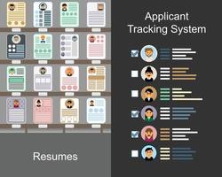Resumes compare with ATS or Applicant tracking system vector