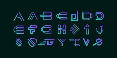 Letters A to Z monogram logo design with dark background. vector